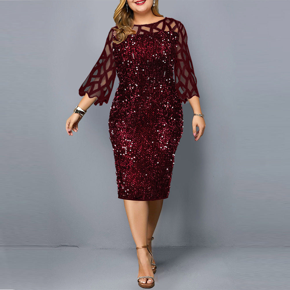 Party Dresses Sequin plus Size Women'S Sexy Night Club Dress