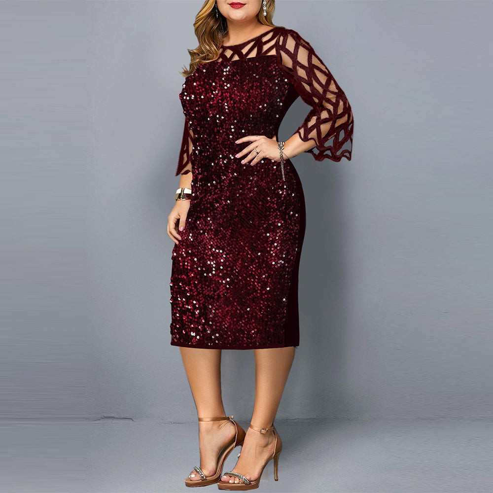 Party Dresses Sequin plus Size Women'S Sexy Night Club Dress