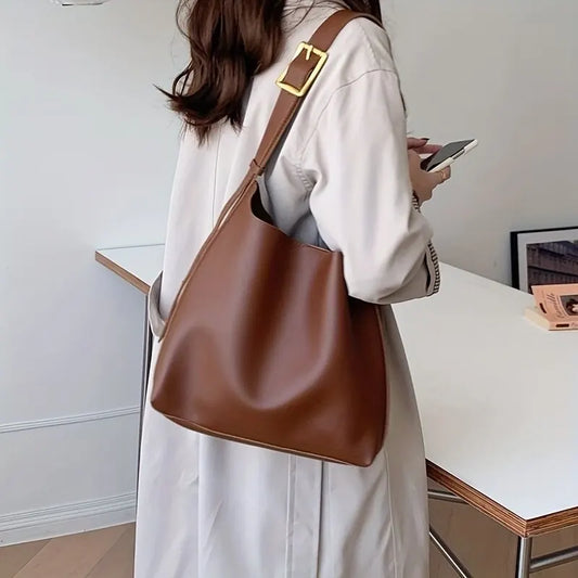 All-Match Women Shoulder Bag Solid Fashion Handbag Crossbody Bag Women'S Minimalist PU Leather Bag for Work