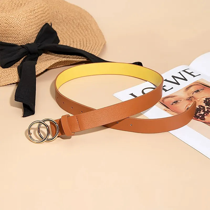 1Pack Double Loop Denim Belt Four Seasons Multicolor Dress with Womens Belt