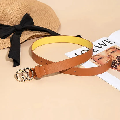 1Pack Double Loop Denim Belt Four Seasons Multicolor Dress with Womens Belt