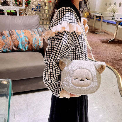 New Plush Girls Kawaii Crossbody Bag Cartoon Shoulder Bag Phone Purse