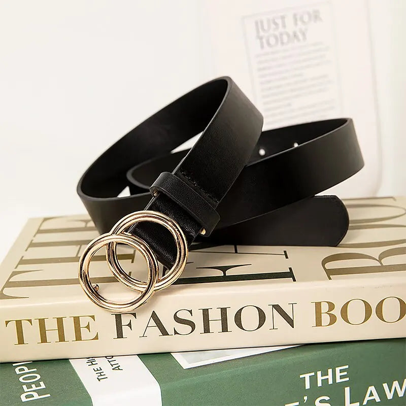 1Pack Double Loop Denim Belt Four Seasons Multicolor Dress with Womens Belt