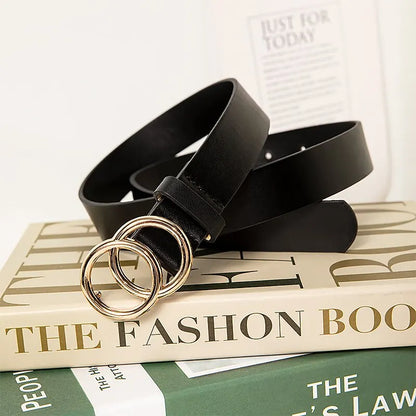 1Pack Double Loop Denim Belt Four Seasons Multicolor Dress with Womens Belt