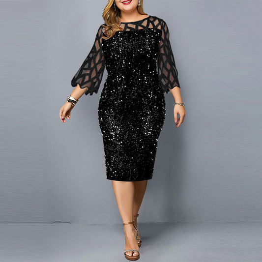 Party Dresses Sequin plus Size Women'S Sexy Night Club Dress